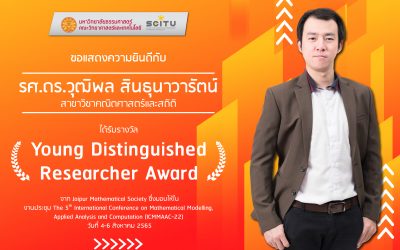 ขอแสดงความยินดีกับรศ.ดร.วุฒิพล สินธุนาวารัตน์ สาขาวิชาคณิตศาสตร์และสถิติ ได้รับรางวัล Young Distinguished Researcher Award
